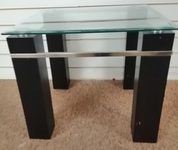 [HF18296] BLACK GLASS TOP SIDE TABLE