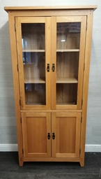 [HF18293] OAK GLAZED FRONTED DISPLAY UNIT WITH CUPBOARD