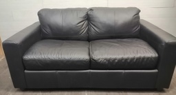 [HF18350] Black Leather Two Seater Sofa Bed