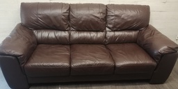 [HF18510] Three seater leather brown sofa