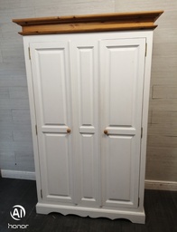 [HF18584] Quality triple size solid pine painted wardrobe