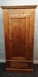 [HF18566] SINGLE DOOR SOLID PINE WARDROBE WITH DRAWER