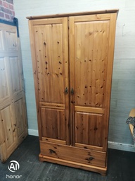 [HF18808] Double pine wardrobe with drawer