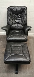[HF18905] LEATHER SWIVEL RECLINER ARM CHAIR WITH FOOTSTOOL
