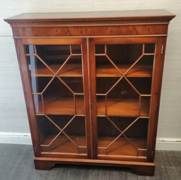 [HF19059] Lovely Repro Yew Glazed Display Unit / Bookcase