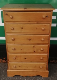 [HF19139] Quality Neat Solid Pine Tall 6 Drawer Chest