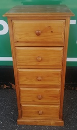 [HF19166] PINE FIVE DRAWER WELLINGTON CHEST