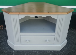 [HF19176] SOLID PINE GREY PAINTED CORNER TV UNIT
