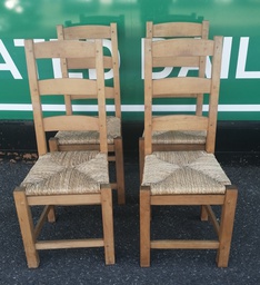 [HF19178] 4 X RUSH SEATED LADDER BACK DINING CHAIRS