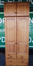 [HF19215] PINE TOP BOX DOUBLE WARDROBE WITH DRAWERS