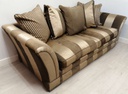 Classic Gold &amp; Brown Stripe Three Seater Sofa
