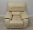 Cream Leather Manual Recliner Armchair