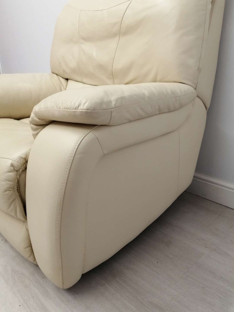 Cream Leather Manual Recliner Armchair