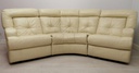 Cream Leather Curved Back Three Seater Recliner Sofa with Footstool