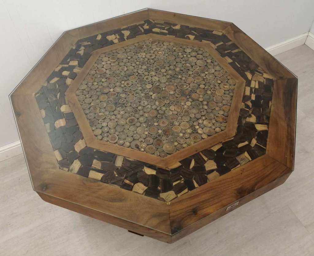 4ft7&quot; Hexagonal Solid Hardwood Table