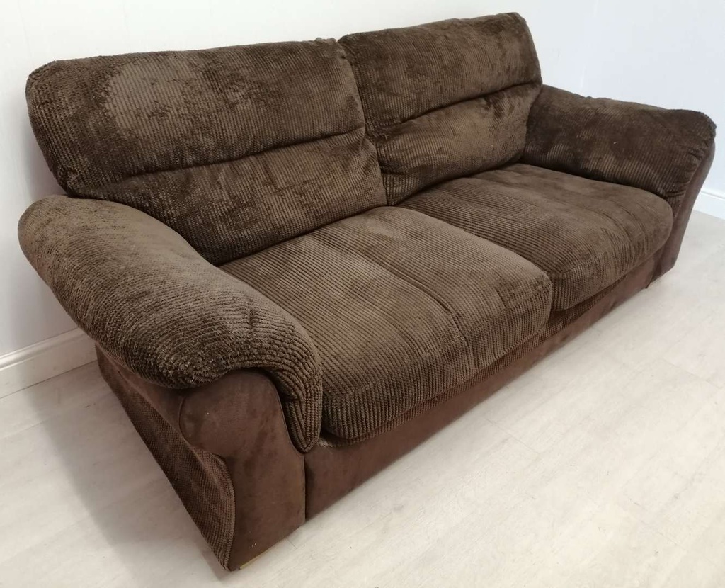 Brown Cord Three Seater Sofa