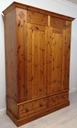 Large Pine Double Wardrobe with Drawers