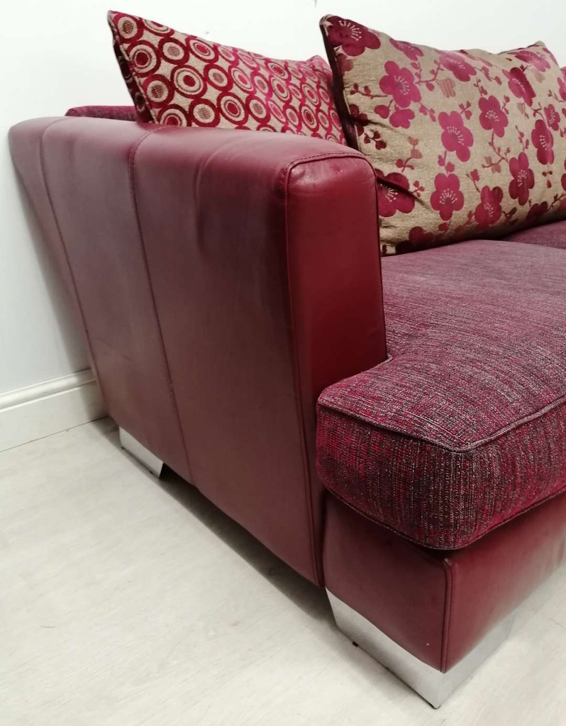 Burgundy Two Seater Pillow Back Sofa