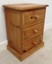 Solid Pine Three Drawer Bedside Chest
