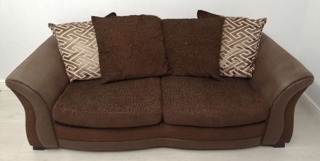 DFS Brown Toned Three Seater Pillow Back Sofa