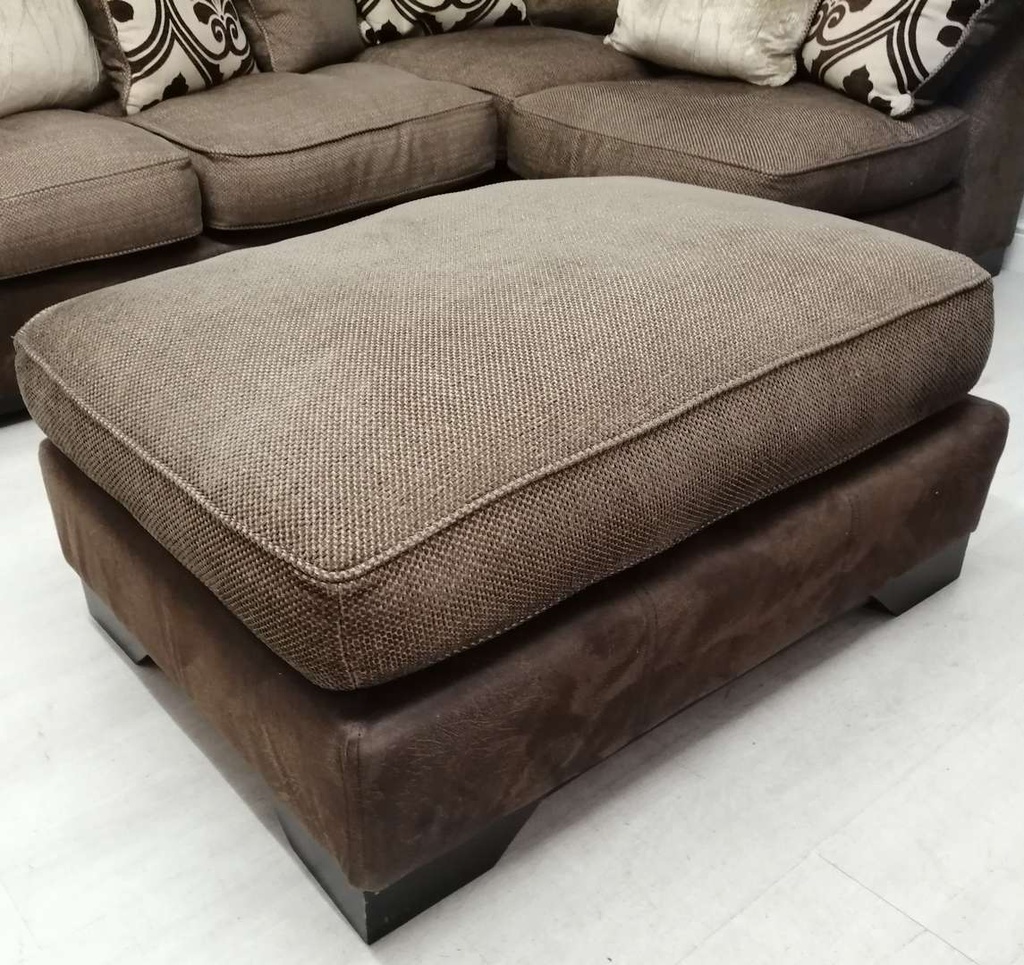 DFS ‘MARTINEZ’ Brown Cord Pillow Back Corner Sofa with Footstool