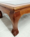 Large Darkwood Glass Top Detailed Coffee Table
