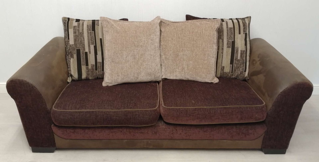 DFS Brown Pillow Back Two Seater Sofa
