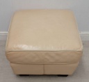 Cream Faux Leather Footstool