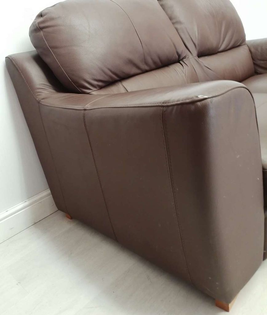 Brown Faux Leather Two Seater Sofa