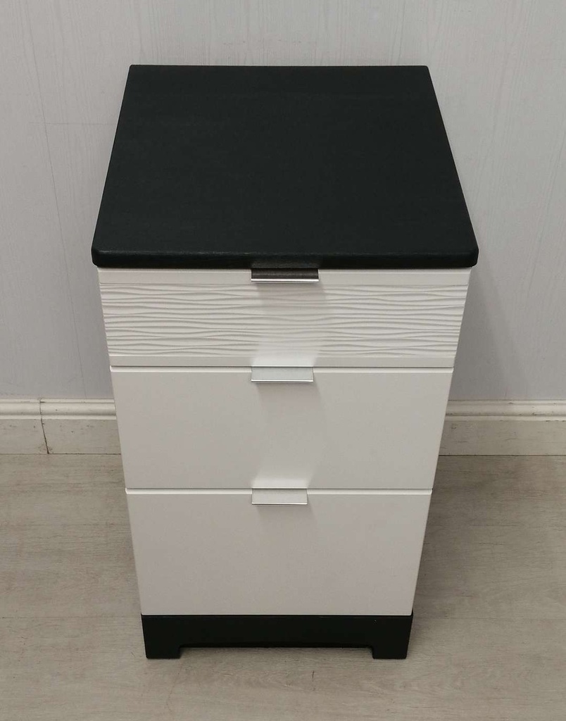 Contemporary Grey &amp; White Three Drawer Bedside Chest Pair