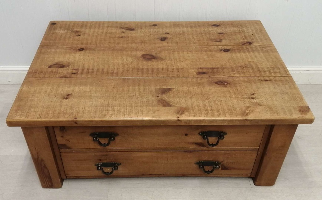 Solid Wood Coffee Table with Two Drawers