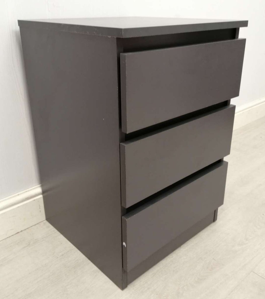 Grey Three Drawer Bedside Chest Pair
