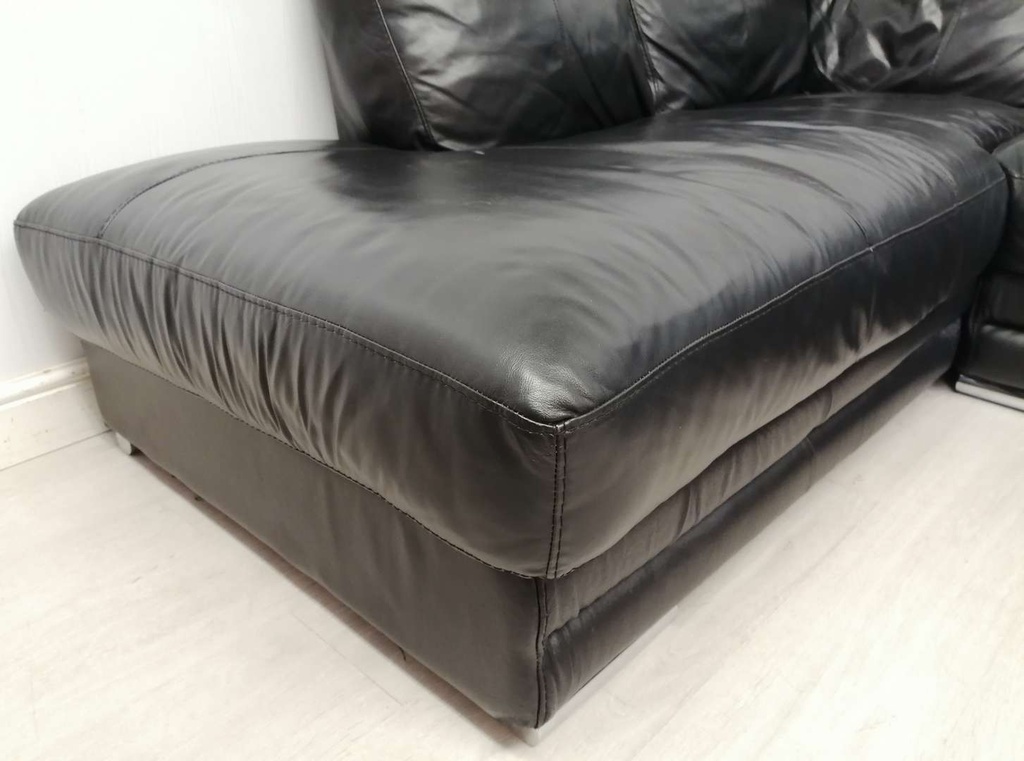 Black Leather Chaise-End Sofa