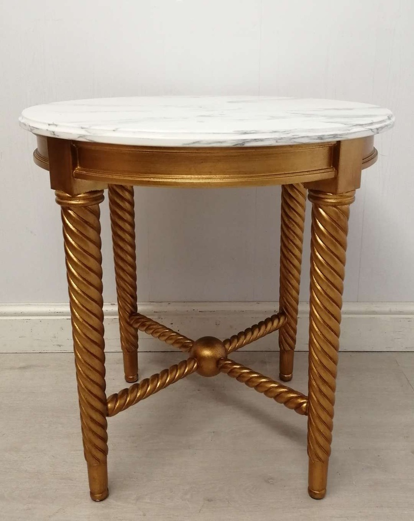 Round Marble Top Gold Base Side Table