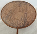 Round Solid Wood Glass Top Side Table