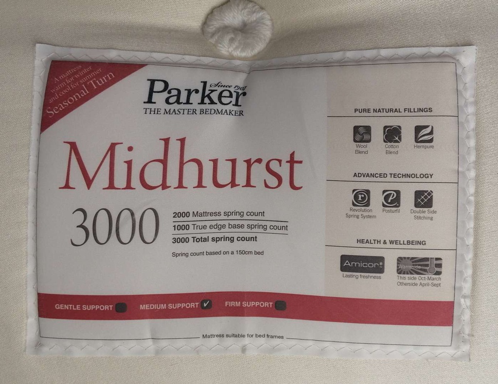 3ft PARKER ‘MIDHURST 3000’ Mattress