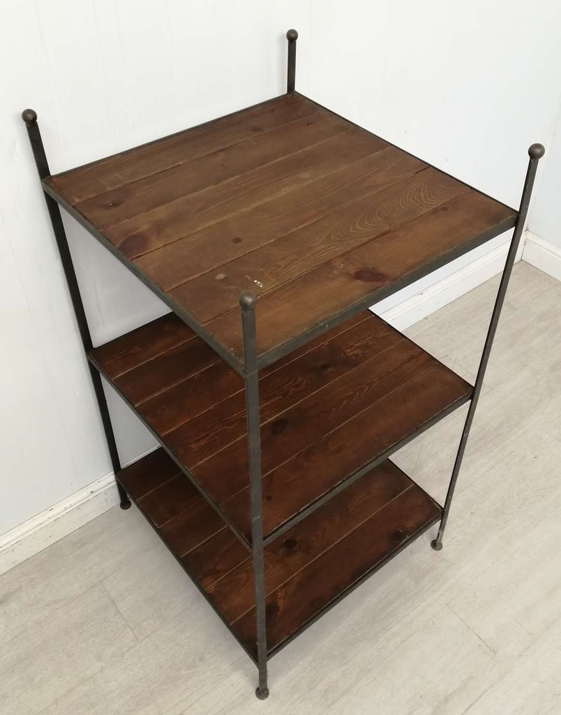 Metal Unit with Wooden Shelves