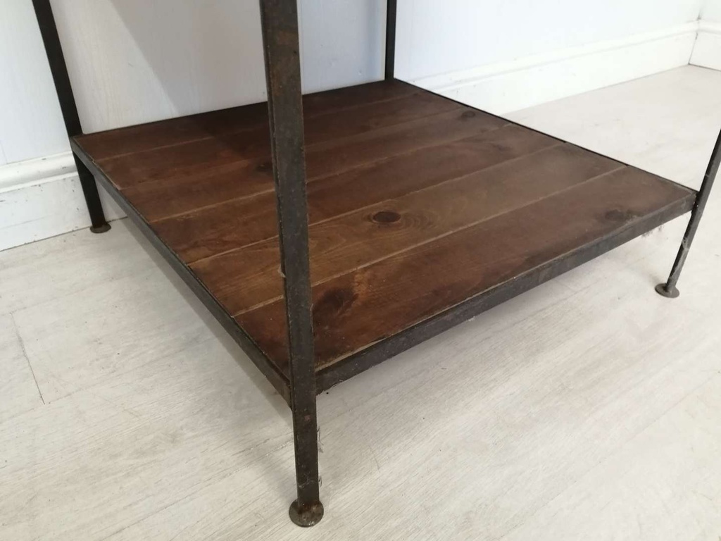 Metal Unit with Wooden Shelves
