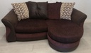 DFS BROWN TONED THREE SEATER CHAISE-END PILLOW BACK SOFA
