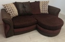 DFS BROWN TONED THREE SEATER CHAISE-END PILLOW BACK SOFA