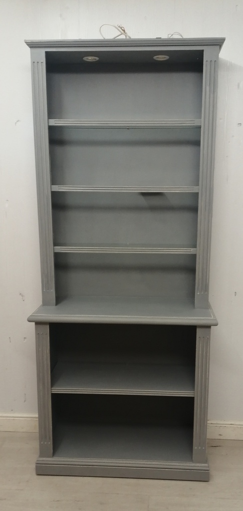 tall grey shabby chic bookcase/ disply unit