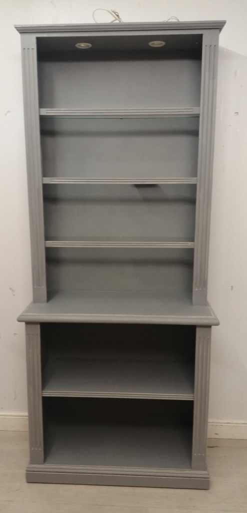 tall grey shabby chic bookcase/ disply unit