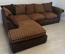 Brown Toned Pillow Back Corner Sofa