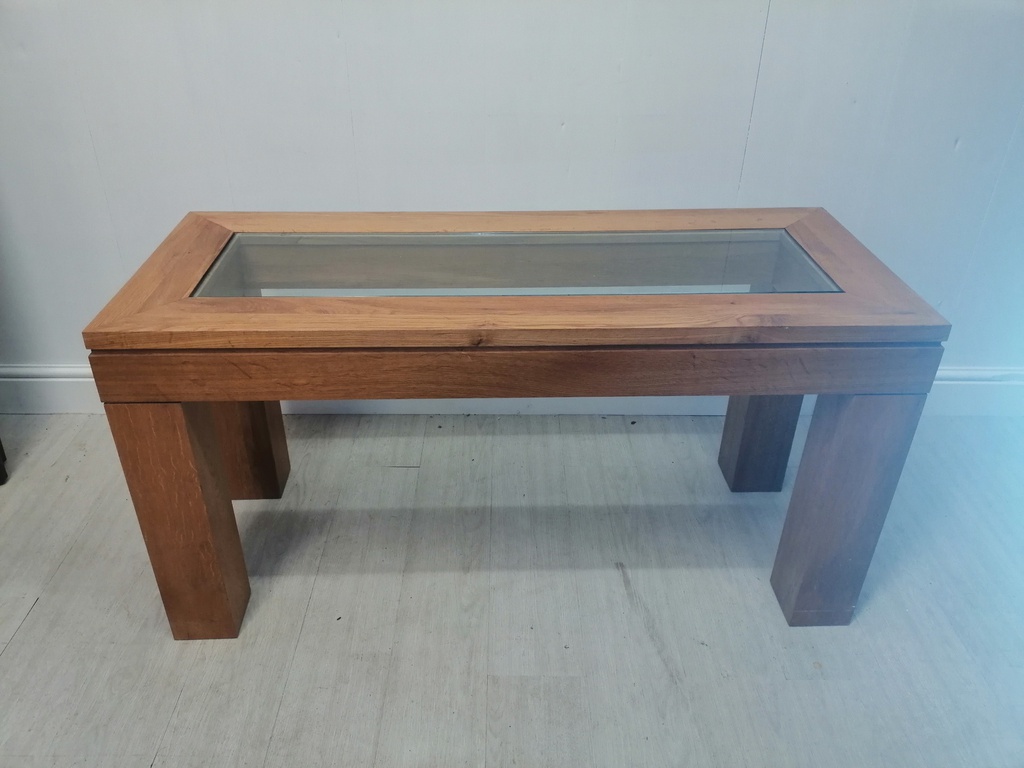 lovely unusal narrow oak coffee table