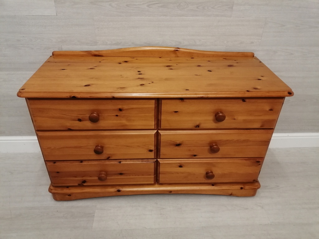 great solid pine six  drawer pine chest