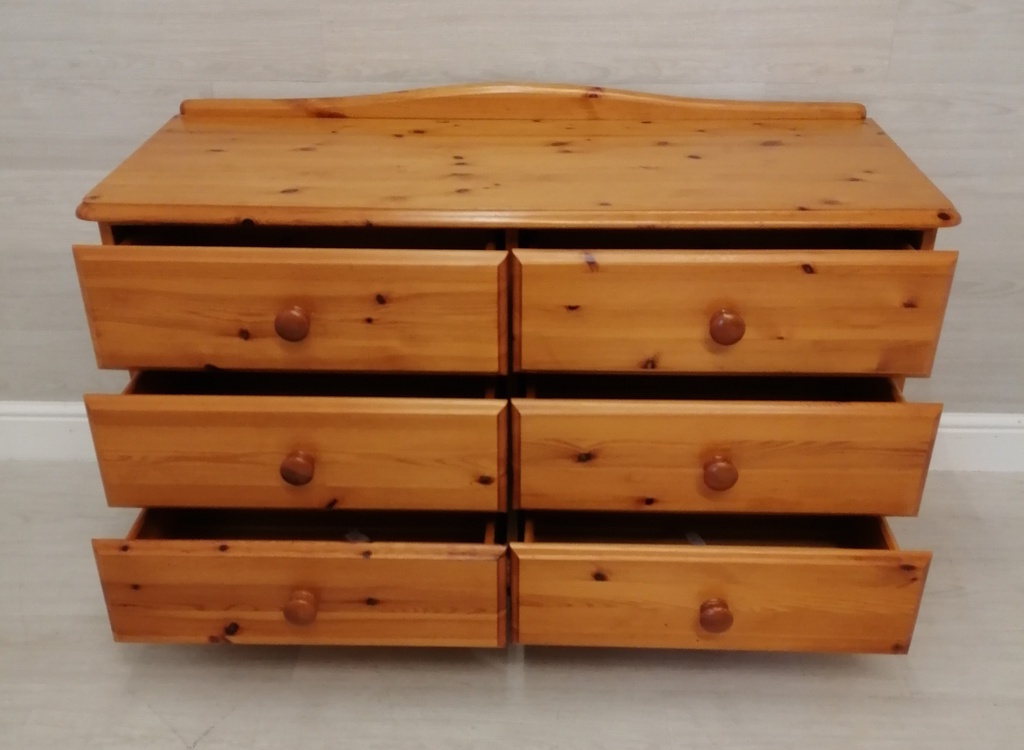 great solid pine six  drawer pine chest