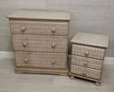 painted pine three drawer bedside chest