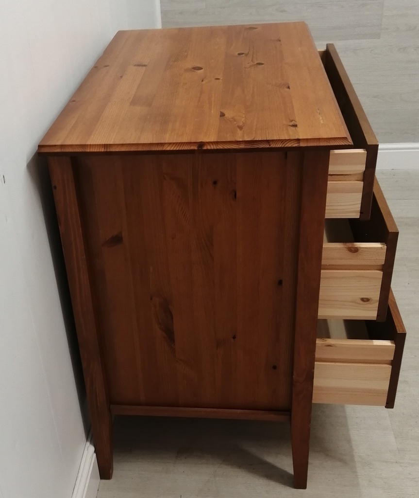 modern pine three drawer chest