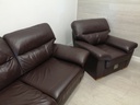 brown leather sofa and  armchair set