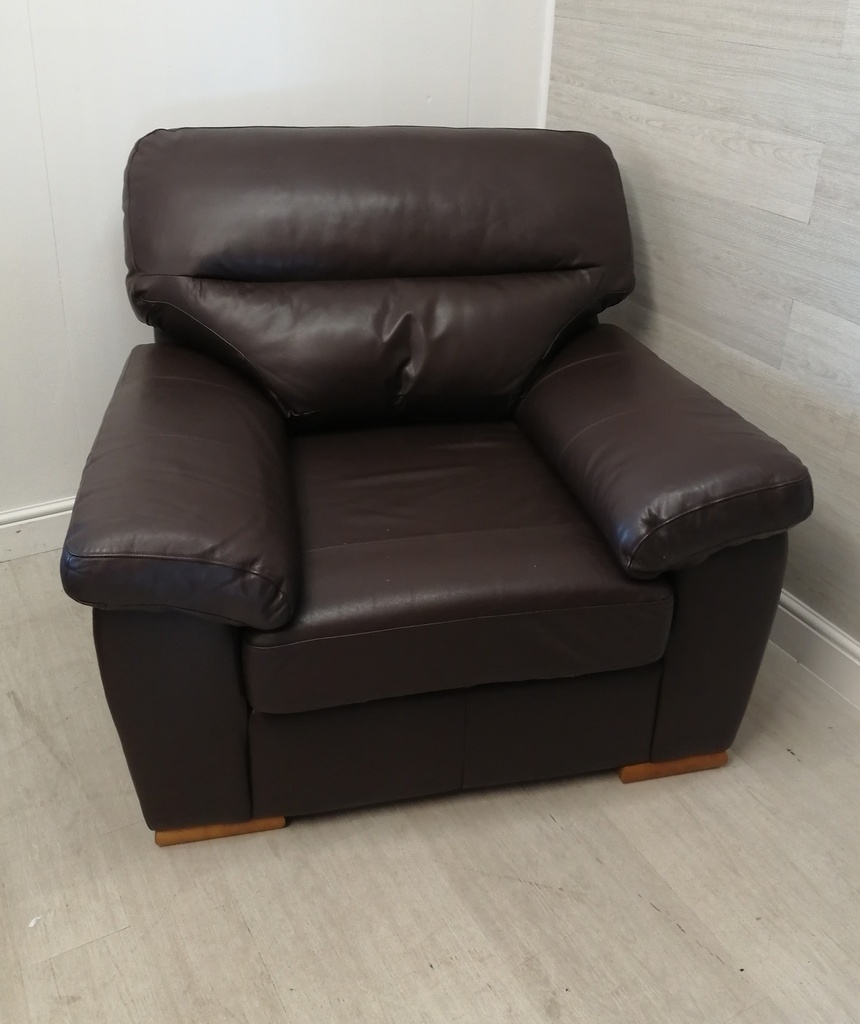 brown leather sofa and  armchair set